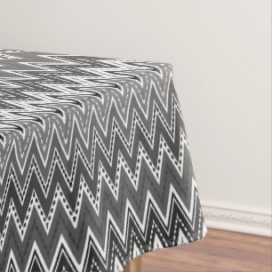 Mantel Patrón geométrico de zigzag en blanco y negro