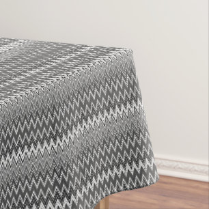 Mantel Patrón geométrico de zigzag en blanco y negro