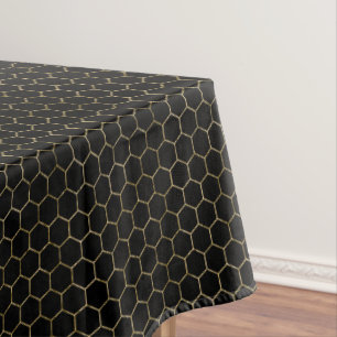 Mantel Patrón geométrico elegante de honeycomb negro y do