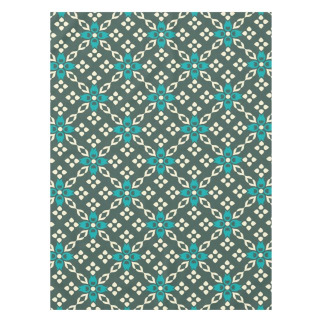 Mantel Patrón geométrico elegante en la cosecha Verde azu (Anverso)