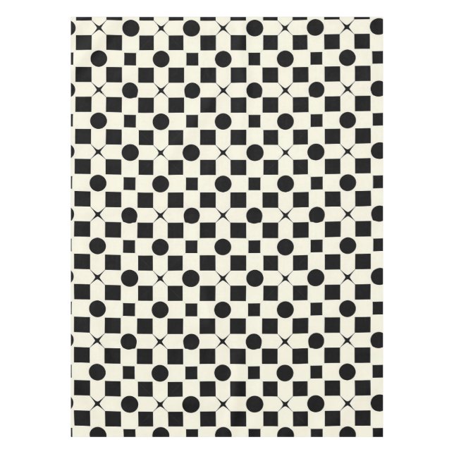 Mantel Patrón geométrico en blanco y negro con círculos (Anverso)