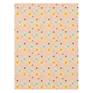 Mantel Patrón geométrico retro con azul verdoso, naranja,