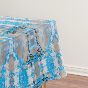 Mantel Patrón geométrico vintage azul y gris