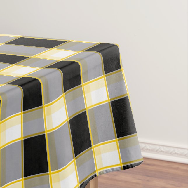 Mantel Patrón gingham de diseño negro y amarillo (In Situ)