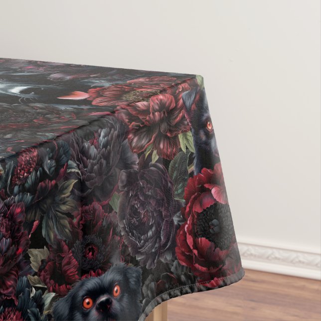 Mantel Patrón gótico de perro negro y flores oscuras (In Situ)