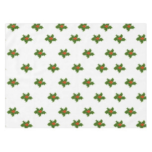 Mantel Patrón Holly de navidades con bayas rojas sobre bl