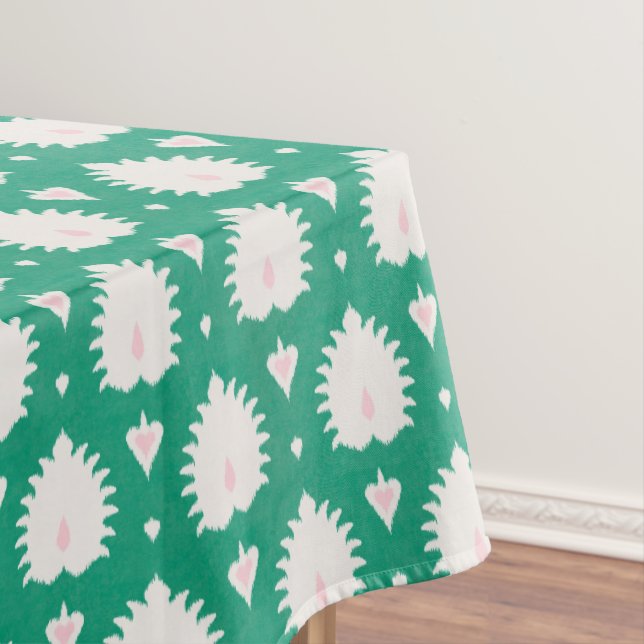 Mantel Patrón ikat verde rosa texturizado chic moderno (In Situ)
