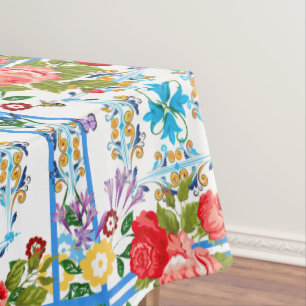 Mantel Patrón italiano, siciliano, floral, mayólico