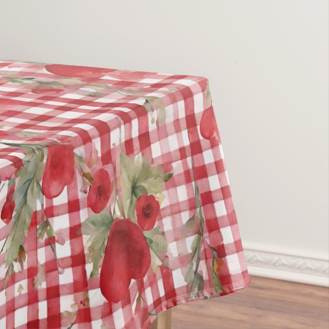 Mantel Patrón Moderno de Corazón Rojo Tartán (In Situ)