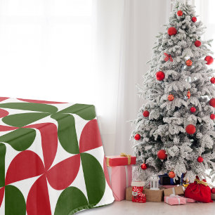 Mantel Patrón moderno de mediados de siglo rojo y verde