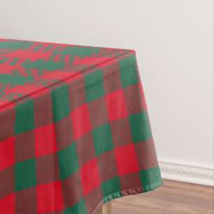 Mantel Patrón moderno de Navidad de cuadros rojo verde de
