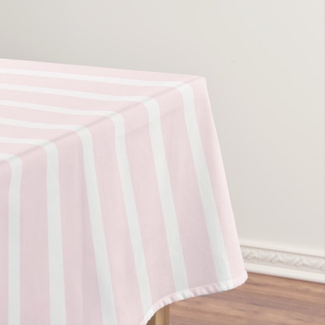 Mantel Patrón moderno de rayas blancas rosadas lindo moda (In Situ)