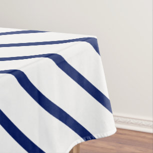 Mantel Patrón moderno de rayas oblicuas blanco y azul mar