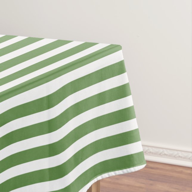 Mantel Patrón Moss Green/White Simple Strips (In Situ)