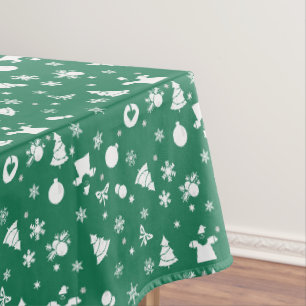 Mantel Patrón Navideño Adorable en Precioso Verde Esmeral