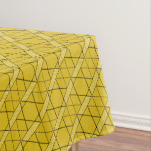 Mantel Patrón Ochre Amarillo Gemétrico Diamante Tiras de 