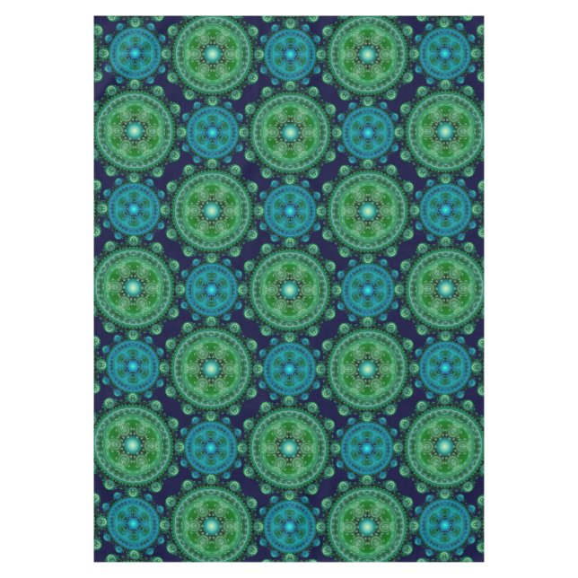 Mantel Patrón oriental azulado fractal (Anverso)