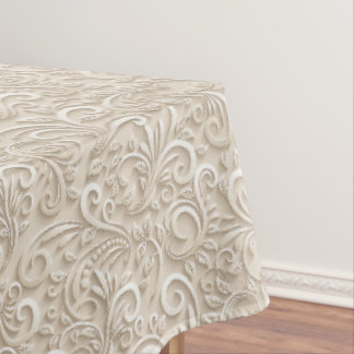 Mantel Patrón Ornamental Floral 3D Crema