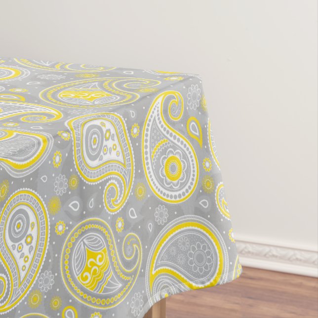Mantel Patrón paisleño amarillo y gris elegante (In Situ)