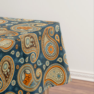 Mantel Patrón paisley azul naranja verde azulado elegante