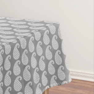 Mantel Patrón paisley, gris plateado / gris y blanco