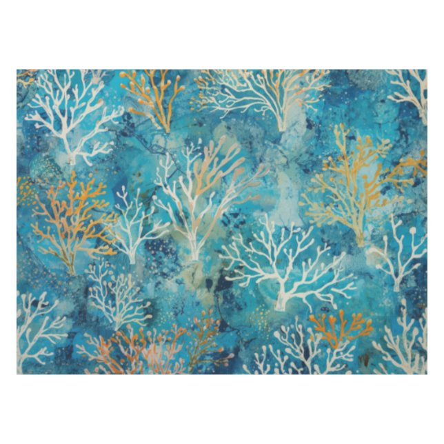 Mantel Patrón playero Coral Azul (Frente (Horizontal))