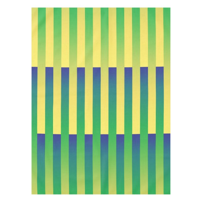 Mantel Patrón rayado azul amarillo verde (Anverso)