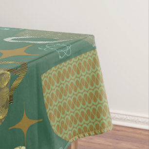 Mantel Patrón retro de enseñanza verde de mediados de sig