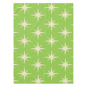 Mantel Patrón Retro de Estrellas Atómicas sobre Verde Lim