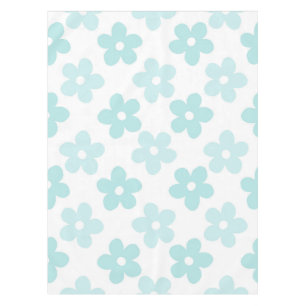 Mantel Patrón retro de flores de margarita azul blanco