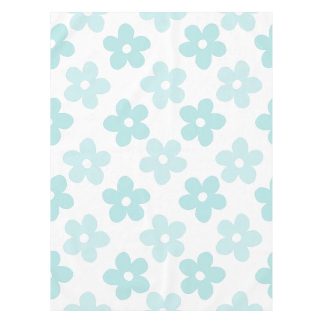 Mantel Patrón retro de flores de margarita azul blanco (Anverso)
