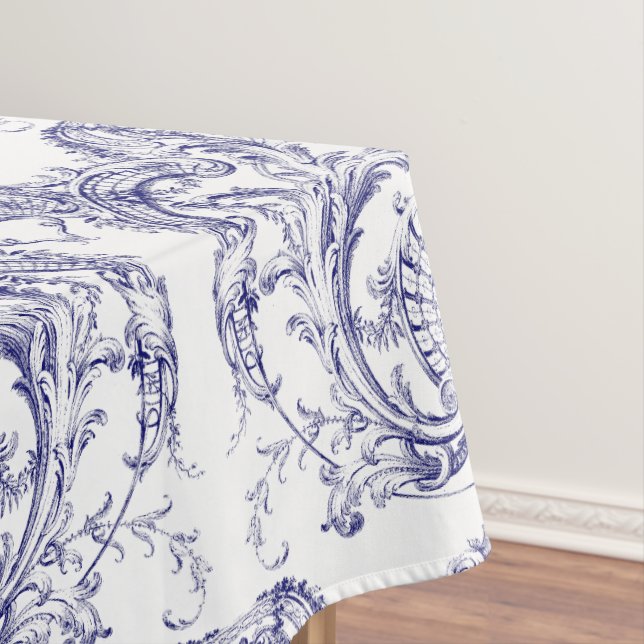 Mantel Patrón rococo barroco azul y blanco (In Situ)