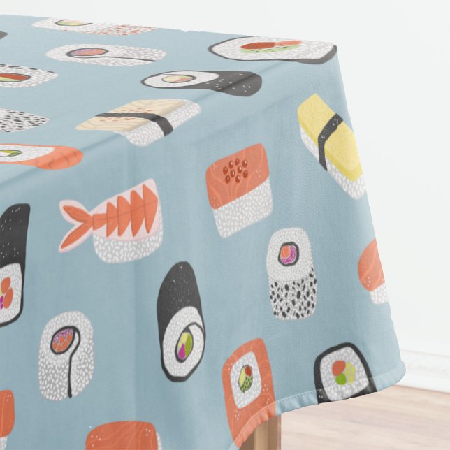 Mantel Patrón rodante de sushi nigiri maki japonés (Sushi Japanese food art tablecloth)