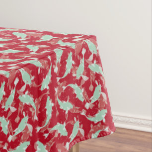 Mantel Patrón rojo y verde - Koi Fish