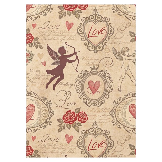 Mantel Patrón romántico de Cupido de Vintage (3) (Anverso)