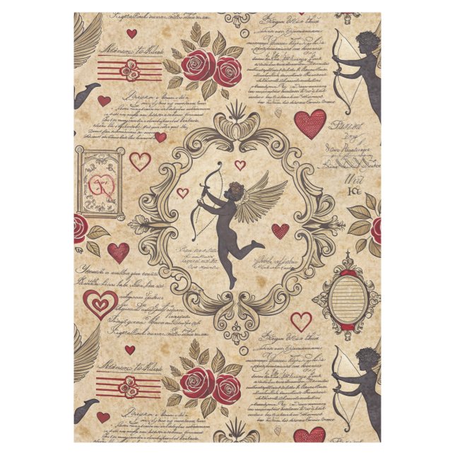 Mantel Patrón romántico de Cupido de Vintage (9) (Anverso)