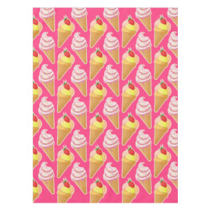 Mantel Patrón rosa de Kawaii con helado de fresa