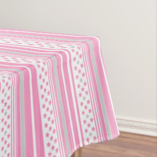 Mantel Patrón rosa rayado con estrellas
