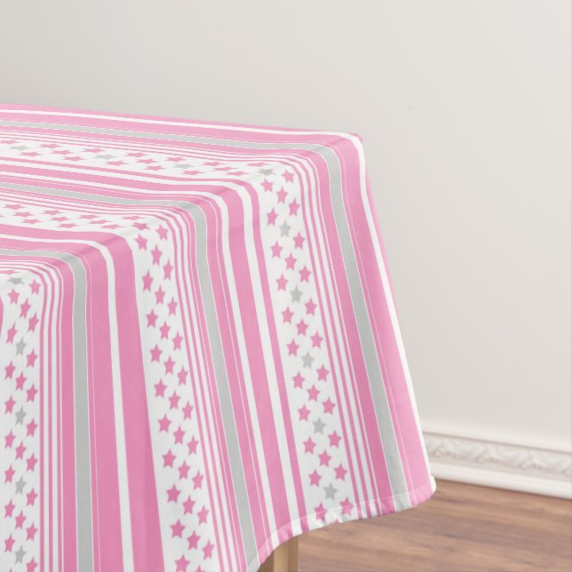 Mantel Patrón rosa rayado con estrellas (In Situ)