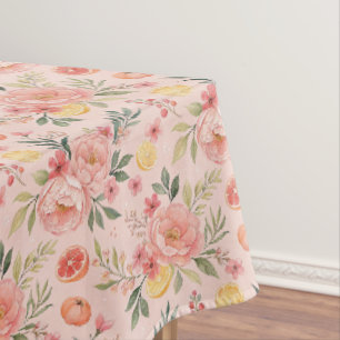 Mantel Patrón rústico de peonía floral rosa Limón
