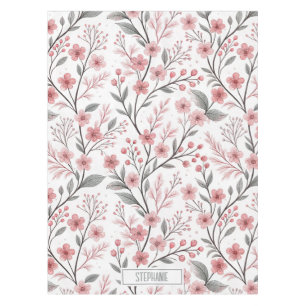 Mantel Patrón Sakura de flores de cerezo rosa en blanco (