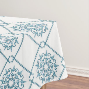 Mantel Patrón siciliano de baldosas cerámicas azules, t
