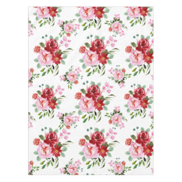Mantel Patrón sin foco acuarela rojo y rosa floral