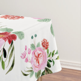 Mantel Patrón sin foco acuarela rojo y rosa floral