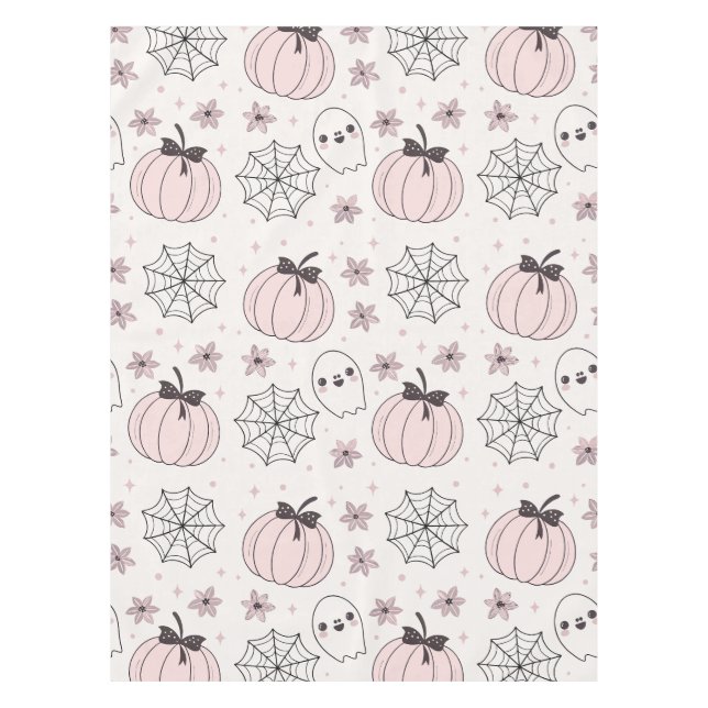 Mantel Patrón sin foco de Halloween rosa Pastel (Anverso)