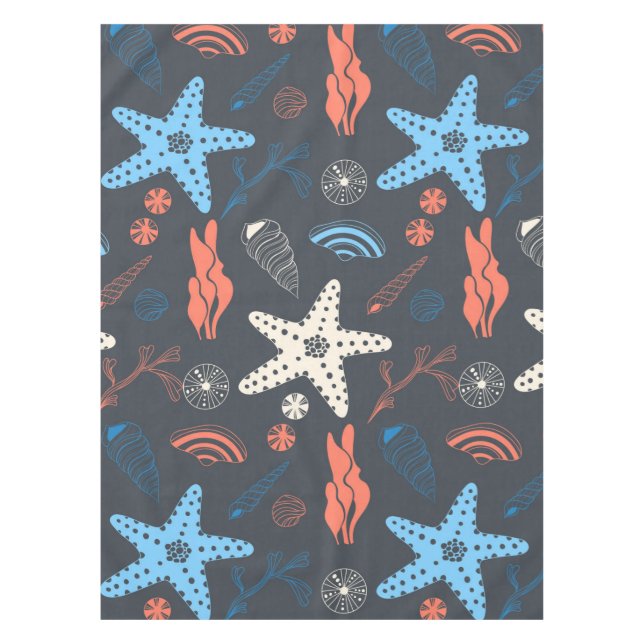 Mantel Patrón sin mar con conchas marinas (Anverso)