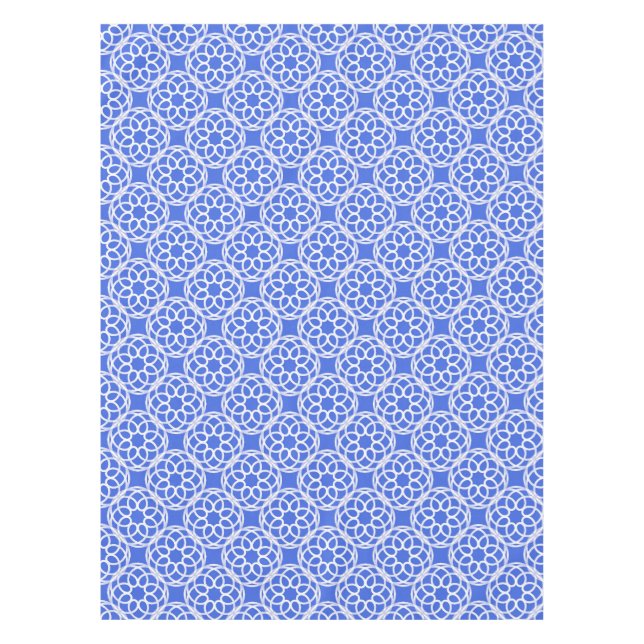 Mantel Patrón sin soldadura geométrica azul blanco (Anverso)