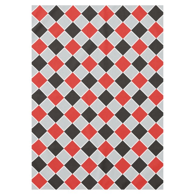 Mantel Patrón SQUARE - blanco rojo negro + tu fondo (Anverso)