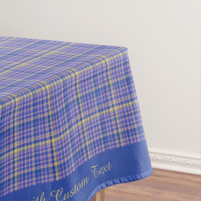 Mantel Patrón Tartán de Gingham Plaid Blue Yellow Classic (In Situ)