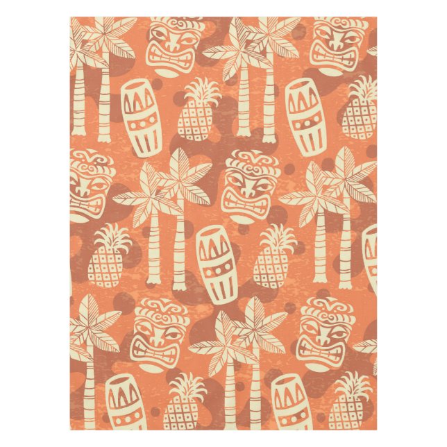 Mantel Patrón Tiki Retro Moderno de Mitad de Siglo (Anverso)